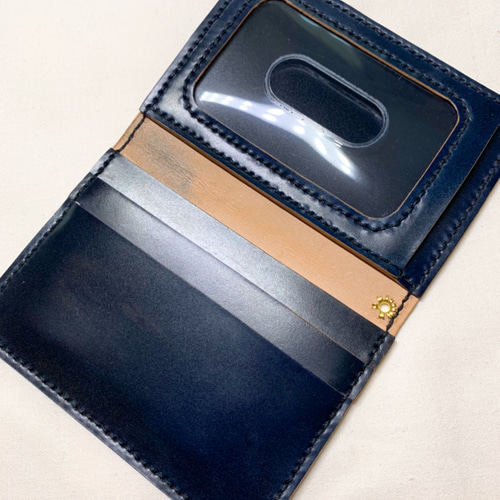 コードバンパスケース♪ネイビー艶あり ミニハトメ パスケース・定期