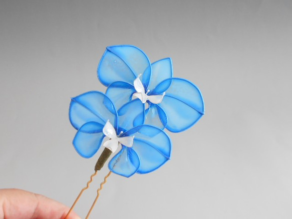 胡蝶蘭の簪（青） 3枚目の画像