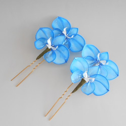 胡蝶蘭の簪（青） 4枚目の画像