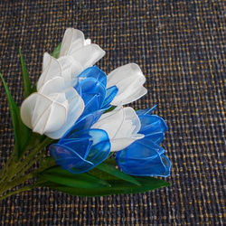 チューリップの花束（青・白）インテリア・プレゼント用 6枚目の画像