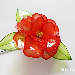 さざんかの花（紅）のかんざし　 1枚目の画像