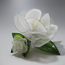 茶梅，山茶花（白色）梳形髮夾 第5張的照片