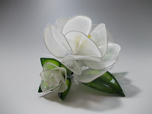 茶梅，山茶花（白色）梳形髮夾 第5張的照片