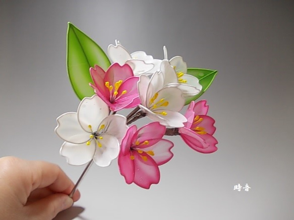 桜（桜暖簾）簪　一本挿し　変わり花 1枚目の画像