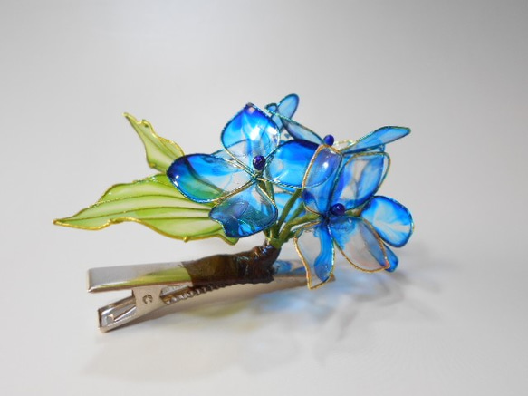 繡球花（藍色）髮夾 第2張的照片
