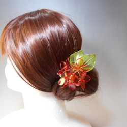 紫陽花（赤）ヘアクリップ　 4枚目の画像