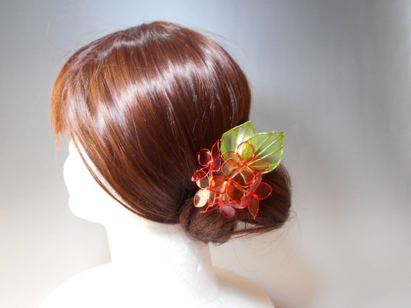 紫陽花（赤）ヘアクリップ　 4枚目の画像