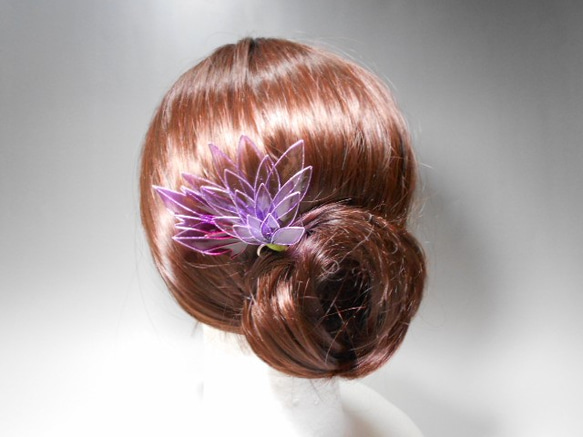 簪（孔雀の羽）紫苑 4枚目の画像