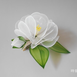 山茶花・サザンカ（白）コーム・かんざし　 1枚目の画像