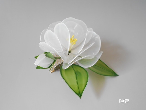 山茶花・サザンカ（白）コーム・かんざし　 1枚目の画像