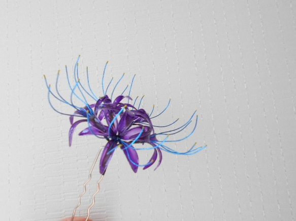 紫ヒガンバナ 簪　変わり花 1枚目の画像