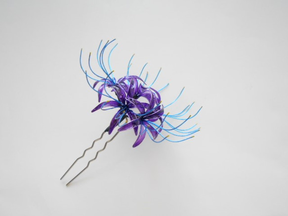 紫ヒガンバナ 簪　変わり花 2枚目の画像