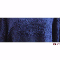 コットン100％さらふわ。手編みガンジーセーター　藍染 3枚目の画像