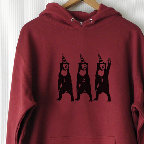 期間限定10％ｵﾌｸｰﾎﾟﾝ! サーカス マレー熊 プルパーカー ワインレッド