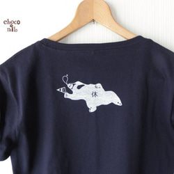 サーカス マレー熊さんTシャツ ネイビー（インク：白） 3枚目の画像