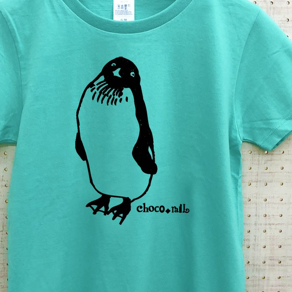 無敵ペンギン Tシャツ （ミントブルー）S 1枚目の画像