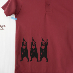 サーカス マレー熊さん ポロシャツ （ワインレッド） 4枚目の画像
