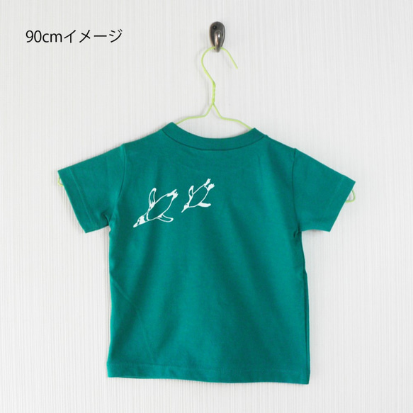 泳ぐペンギン キッズTシャツ アップルグリーン（120） 2枚目の画像