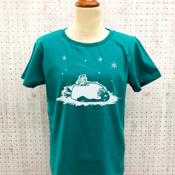 星見るペンギン Tシャツ　グリーン 2枚目の画像