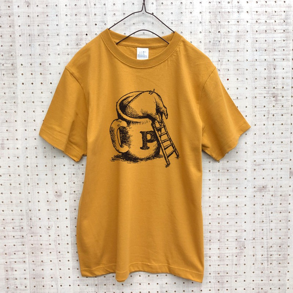 ブタカフェ Tシャツ キャメル（メンズL） 2枚目の画像