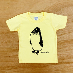 キッズ 無敵ペンギン 黄色Tシャツ （インク色選べます） 2枚目の画像