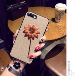 刺繡　ひまわり　Vintage　iPhone対応 1枚目の画像