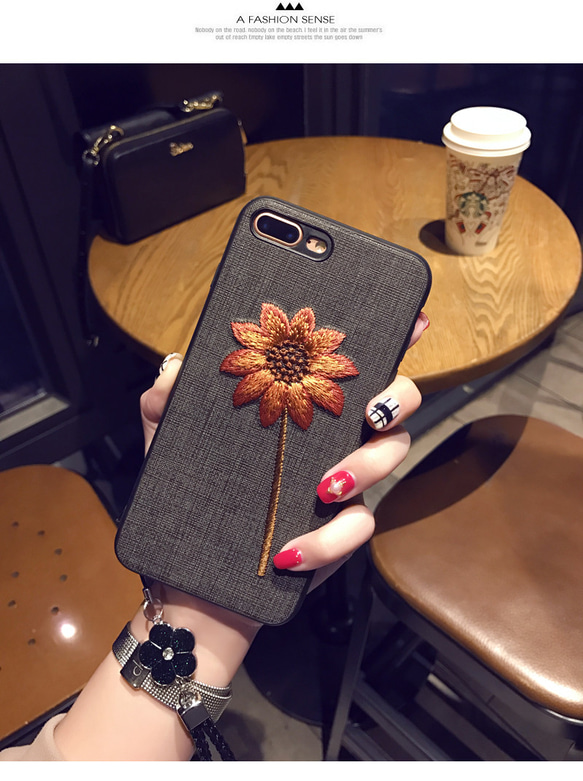 刺繡　ひまわり　Vintage　iPhone対応 2枚目の画像