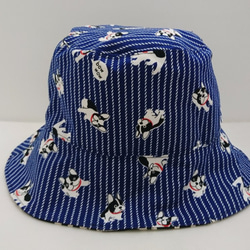 藍色條紋法鬥&黑色渲染英語雙面漁夫帽/遮陽帽 第1張的照片