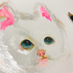 白ねこ 布缶バッチ 5枚目の画像