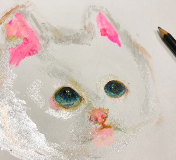 白ねこ 布缶バッチ 5枚目の画像