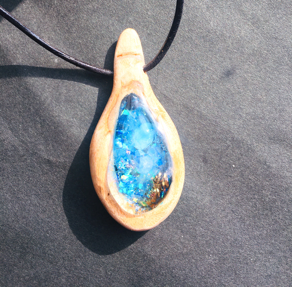 [定做]海藍寶石Orgonite木製珠寶 第4張的照片