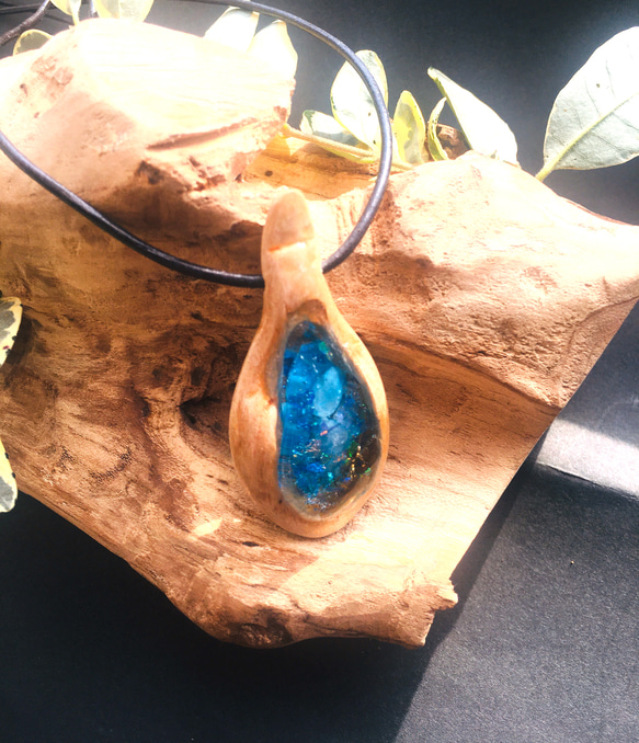 [定做]海藍寶石Orgonite木製珠寶 第5張的照片