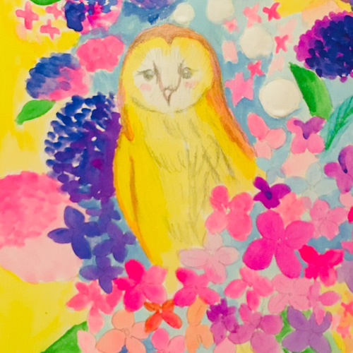絵画幸せを呼ぶフクロウ