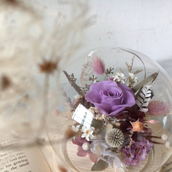 【好花】不凋玫瑰微景觀玻璃花球盅 情人節禮物 生日 開幕 乾燥花 第2張的照片