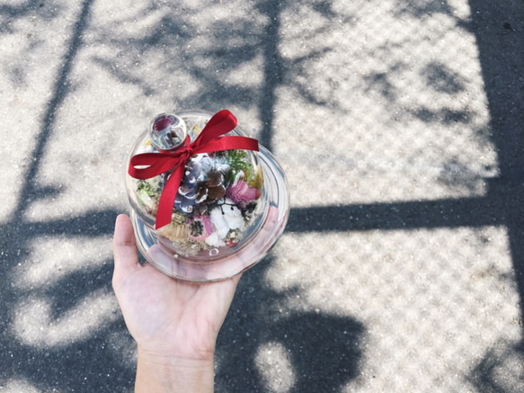 【好花】聖誕松果玻璃花盅 麋鹿聖誕節禮物 乾燥花禮 交換禮物 開幕 第1張的照片