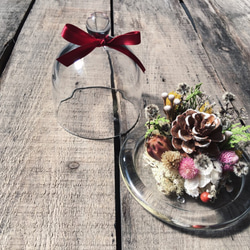 【好花】聖誕松果玻璃花盅 麋鹿聖誕節禮物 乾燥花禮 交換禮物 開幕 第3張的照片
