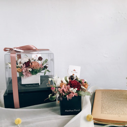 【好花】黑白盆器乾燥桌花 紅色太陽玫瑰開幕花盆 開幕花禮 (S) 第5張的照片