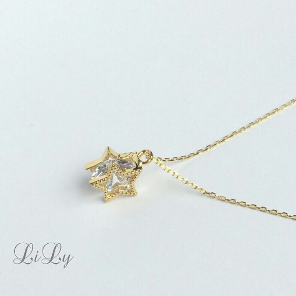 星に願いを...✩⡱スターのネックレス＊gold＊ 2枚目の画像