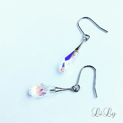 ＊pure drop crystalＡＢ＊ピアス・イヤリング＊silver＊ 1枚目の画像