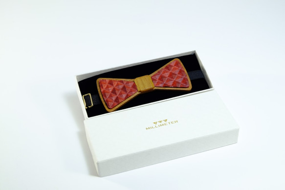 木領結 原木 領結 3D WOOD TIE 米里米特創意 時尚 經典 紅色 典禮 限量 第2張的照片