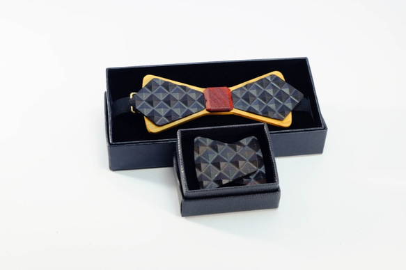 木領結 天然原木 領結 3D WOOD TIE Millimeter 質感 黑色套裝組 禮盒 超值 優惠 第1張的照片