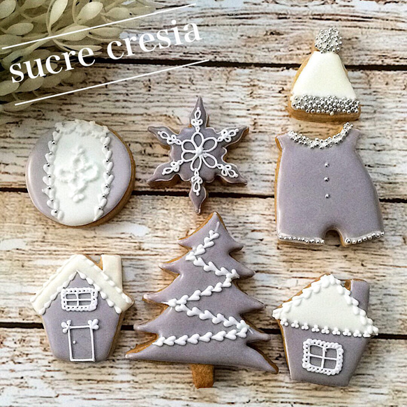 シックなクリスマスアイシングクッキー クッキー sucre cresia シックなクリスマスアイシングクッキー クッキー sucre cresia
