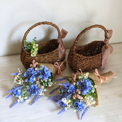 母の日プレゼント~晴れやかで爽やか♡矢車草とラベンダーのBlue Bouquet & パニエ 4枚目の画像