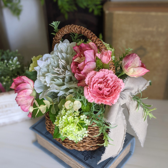 ♡Pink Peony〜芍薬Arrangement♡八重咲クリスマスローズ 5枚目の画像