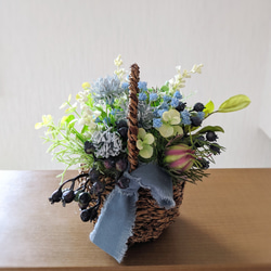 青の花かご ～Blue Arrangement ギフト 母の日 父の日 3枚目の画像