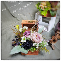 【SALE】アンティークカラー♡Natural Arrangement～ラナンキュラス×マム×ローズ type:D 1枚目の画像