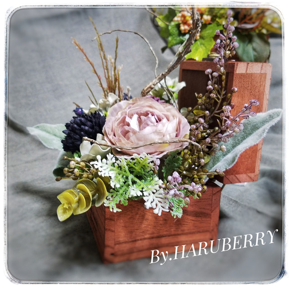 【SALE】アンティークカラー♡Natural Arrangement～ラナンキュラス×マム×ローズ type:D 4枚目の画像