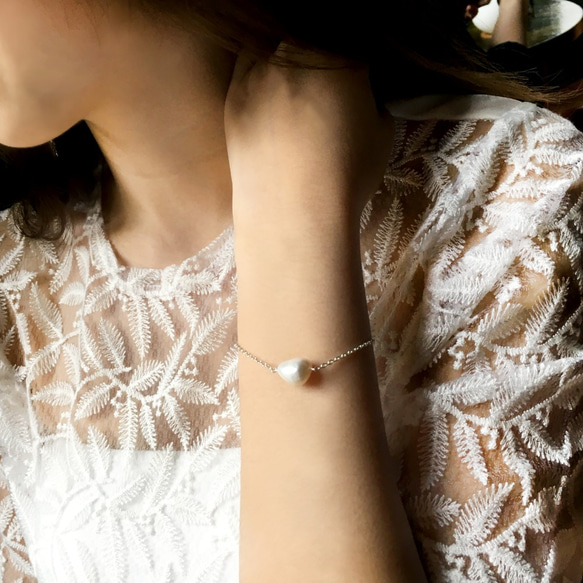 ♔ UMICHEN ♔ 優雅的珍珠手鍊 純銀手鍊 pearl silver Bracelet . 第5張的照片