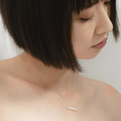 ♔ UMICHEN ♔ 白珍珠排鏈小鎖骨鏈 pearls. silver Necklace . 第3張的照片