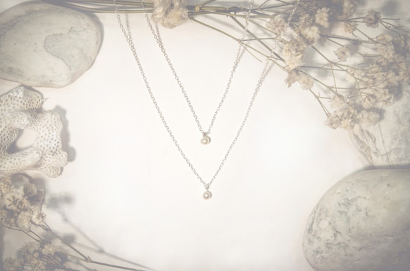 ♔ UMICHEN ♔ 雙v珍珠項鍊組 pearls. silver Necklace . 第2張的照片